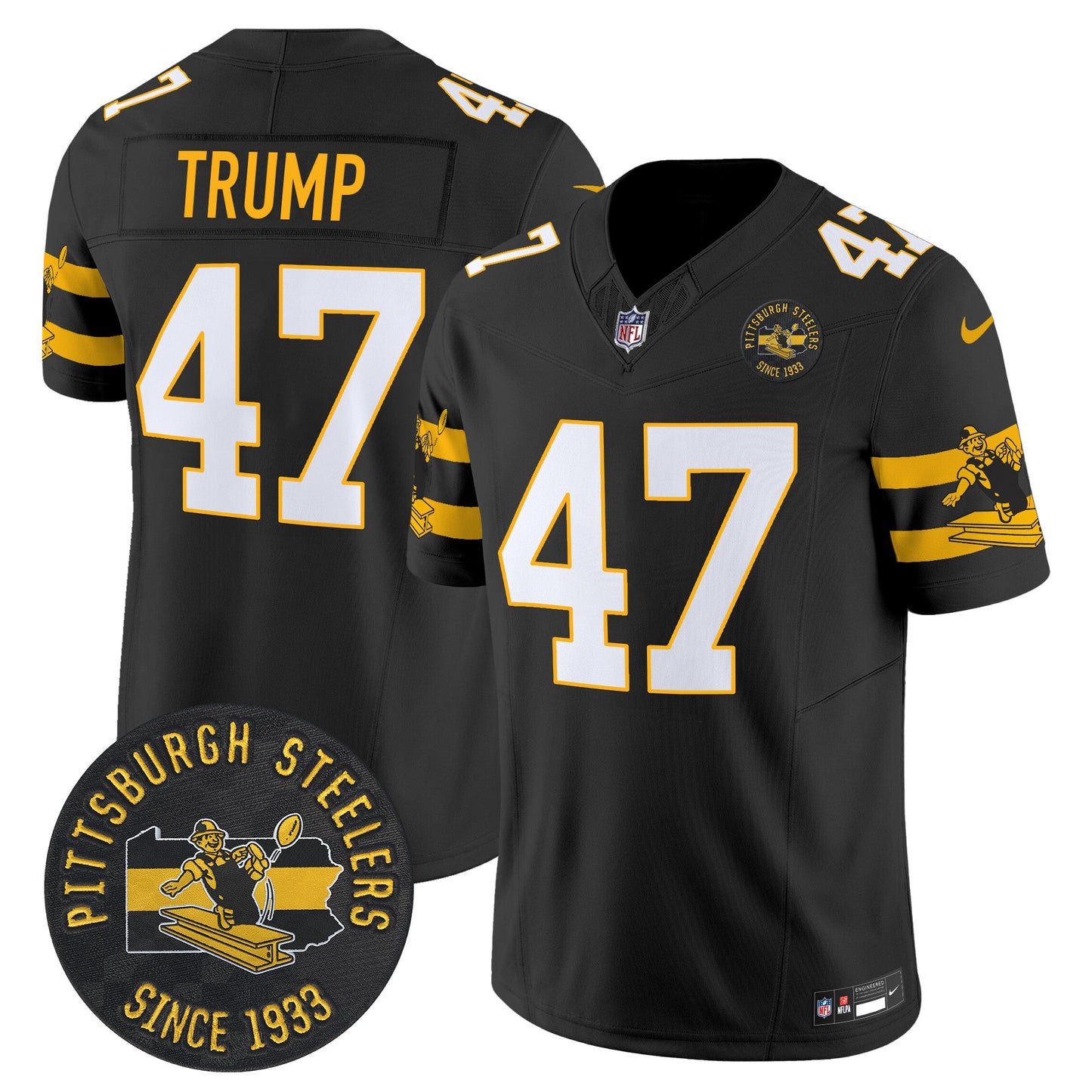 Pittsburgh Steelers Throwback 1933 Patch Vapor Limited Jersey - All Stitched
