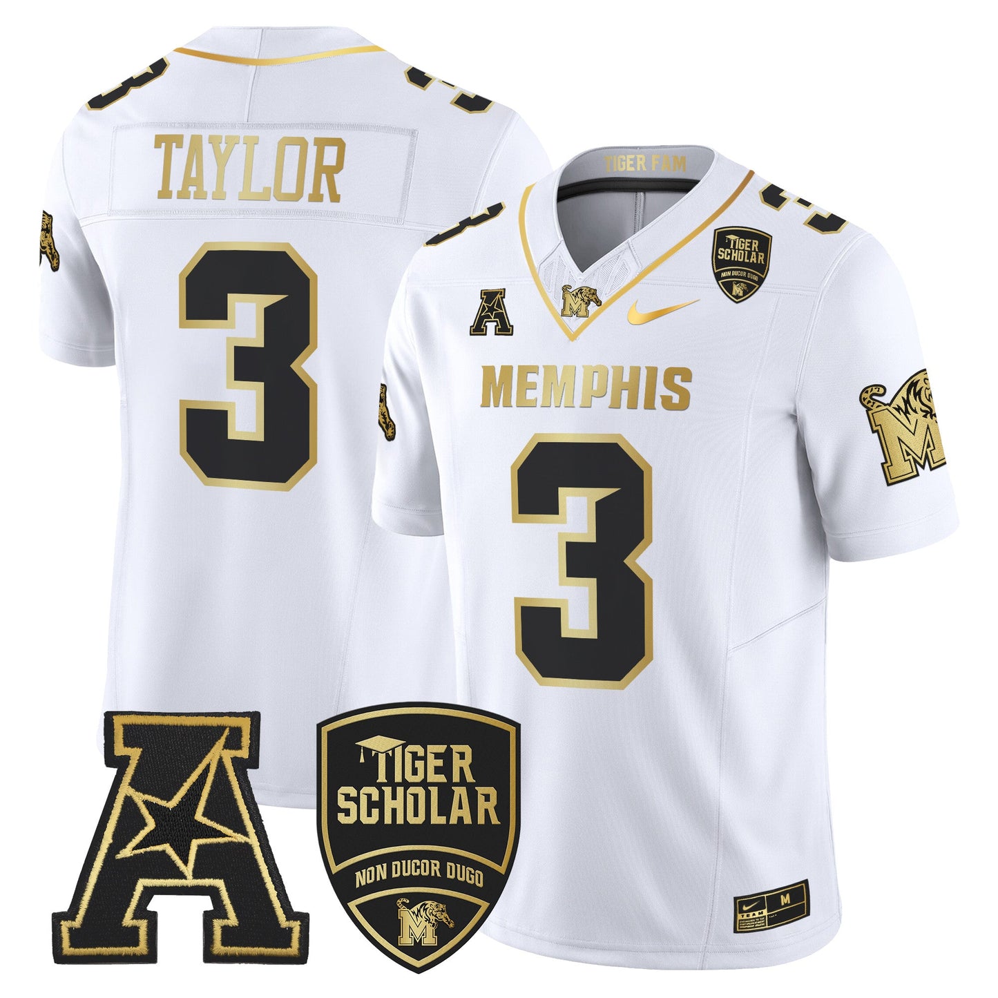 Memphis Tigers 2024 Gold Vapor Limited Jersey - All Stitched