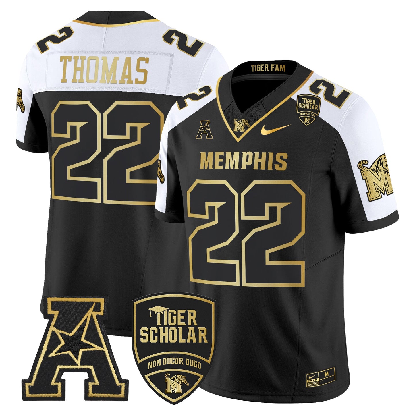Memphis Tigers 2024 Gold Vapor Limited Jersey - All Stitched