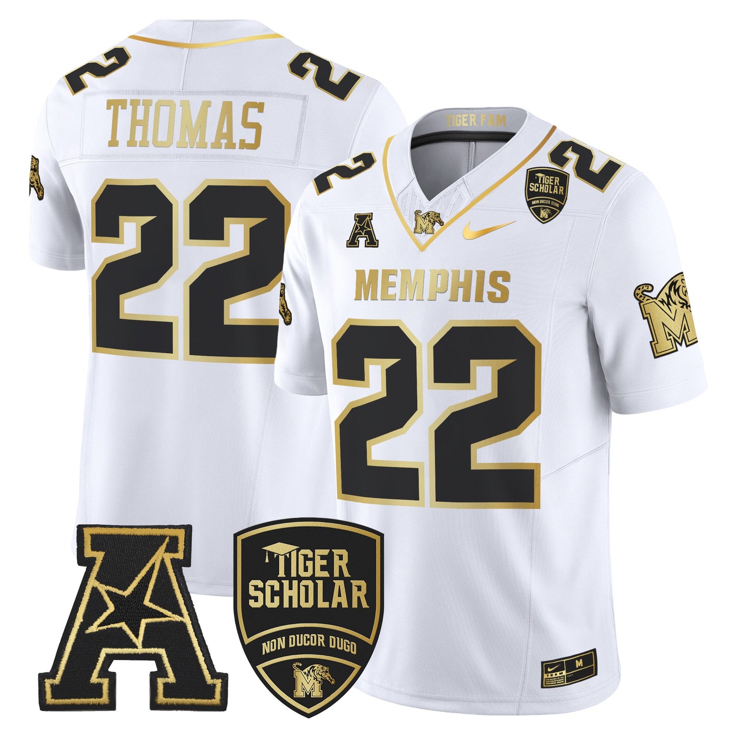 Memphis Tigers 2024 Gold Vapor Limited Jersey - All Stitched