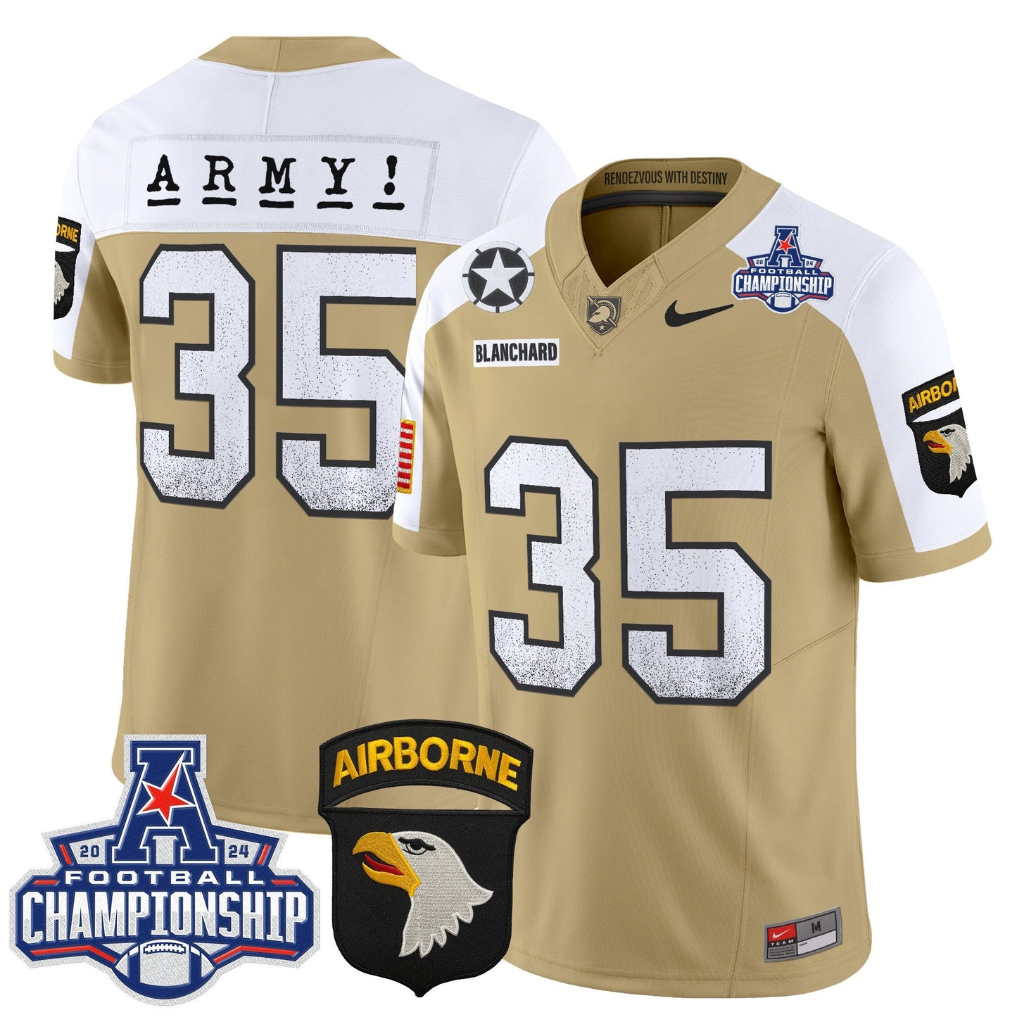 Army Black Knights 2024 AAC Championship Patch Vapor Limited Jersey - All Stitched