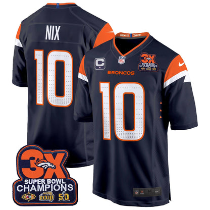 DEN 3-Time Champions Patch Game Jersey - Al Stitched