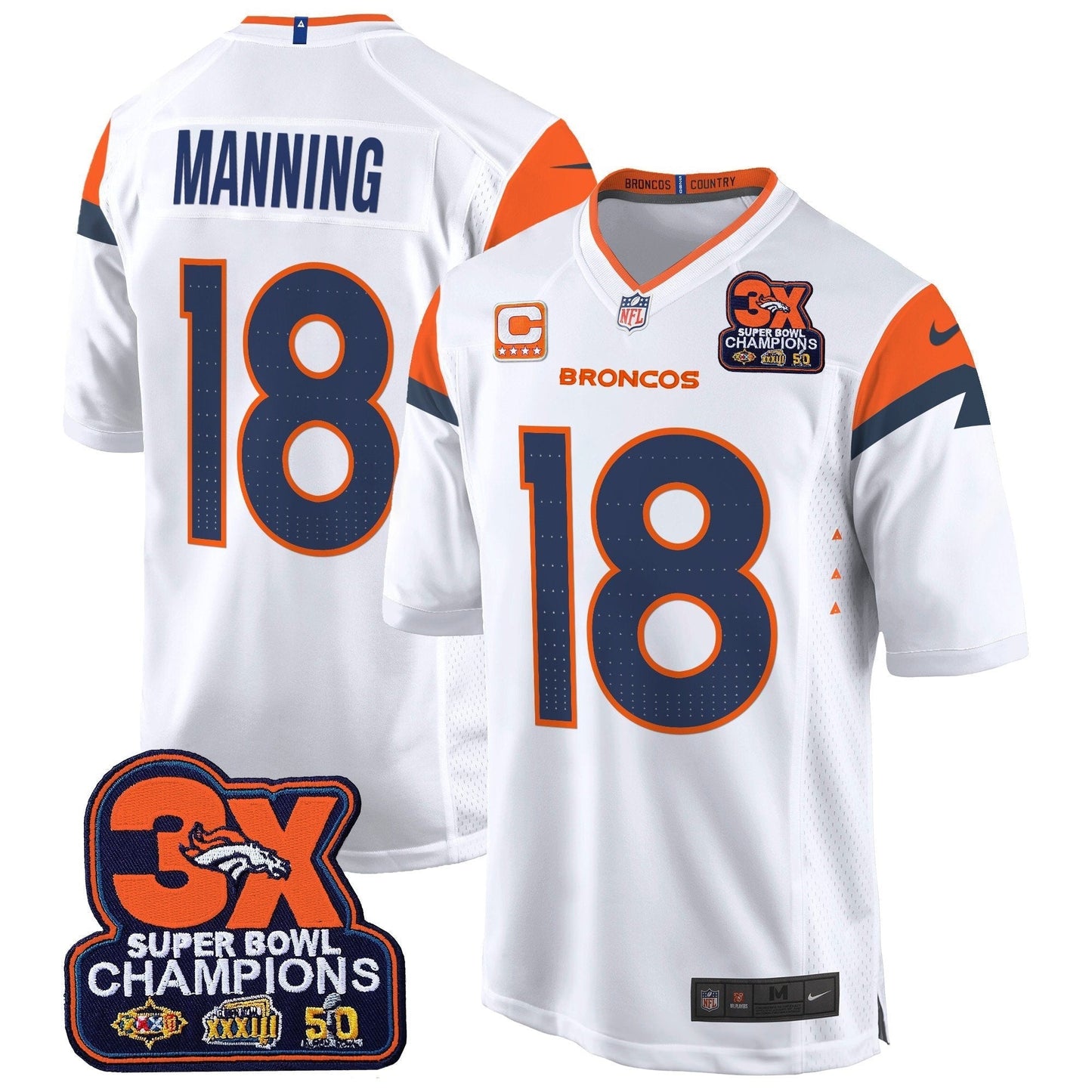 DEN 3-Time Champions Patch Game Jersey - Al Stitched