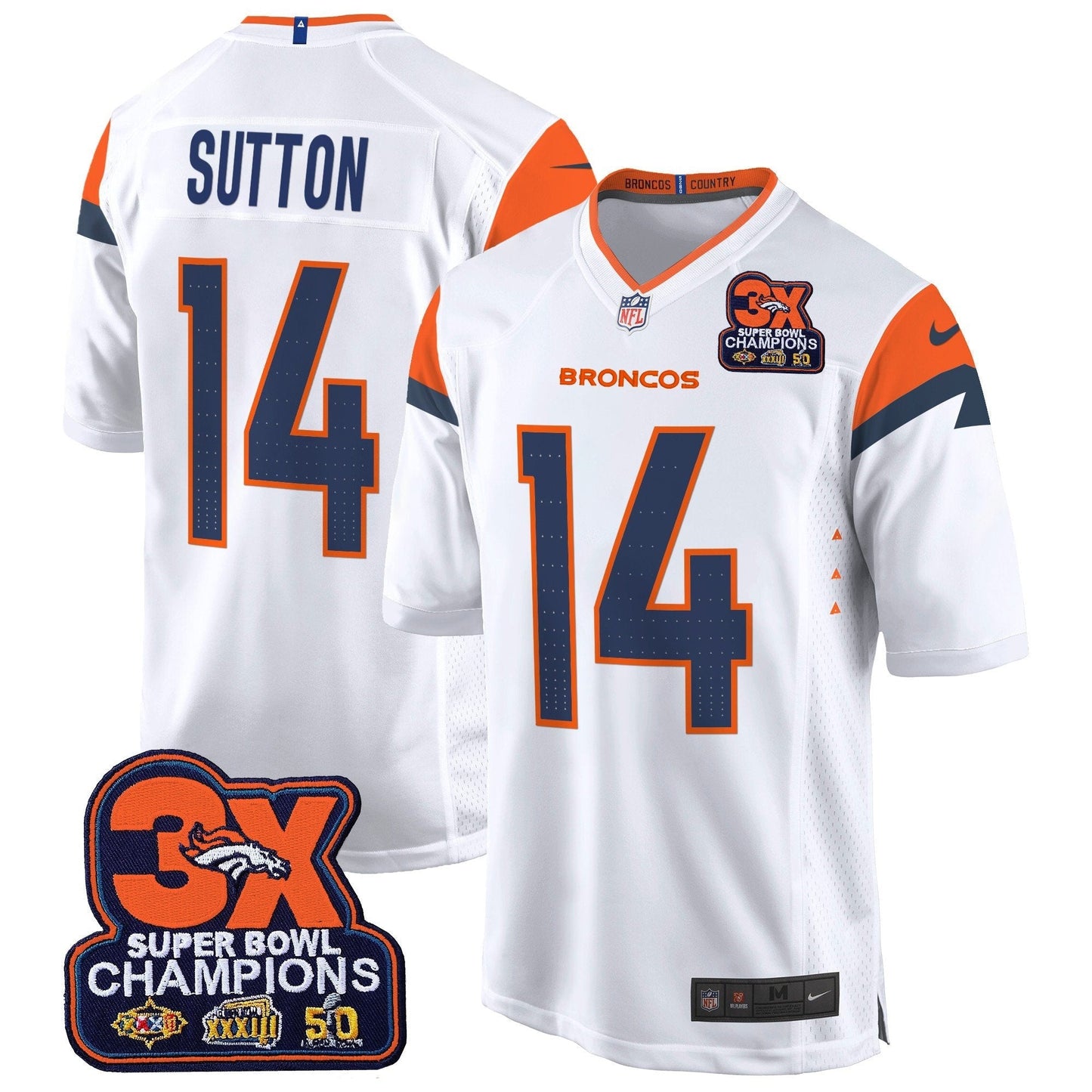 DEN 3-Time Champions Patch Game Jersey - Al Stitched