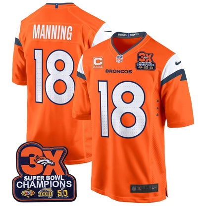 DEN 3-Time Champions Patch Game Jersey - Al Stitched