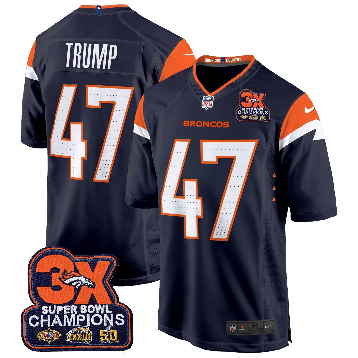DEN 3-Time Champions Patch Game Jersey - Al Stitched