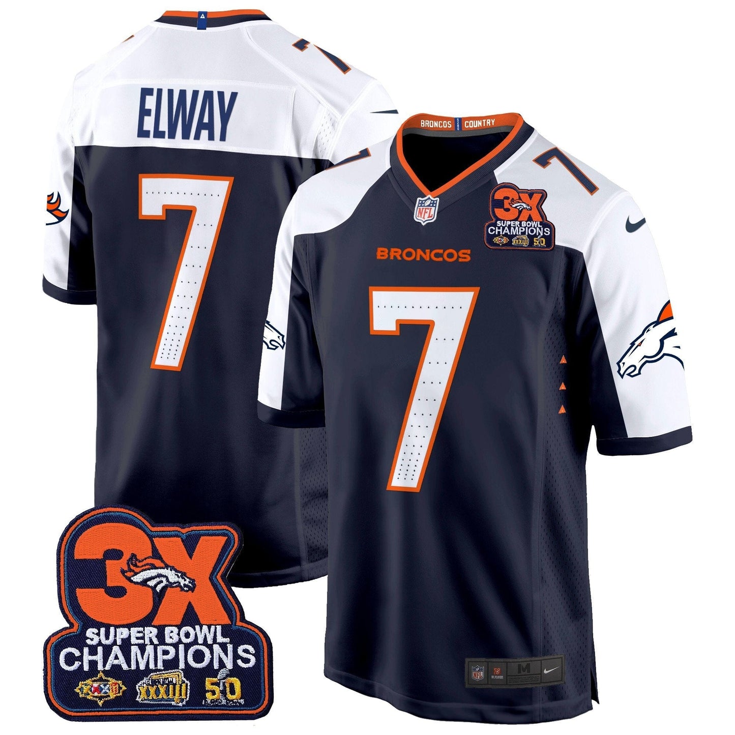 DEN 3-Time Champions Patch Game Jersey - Al Stitched
