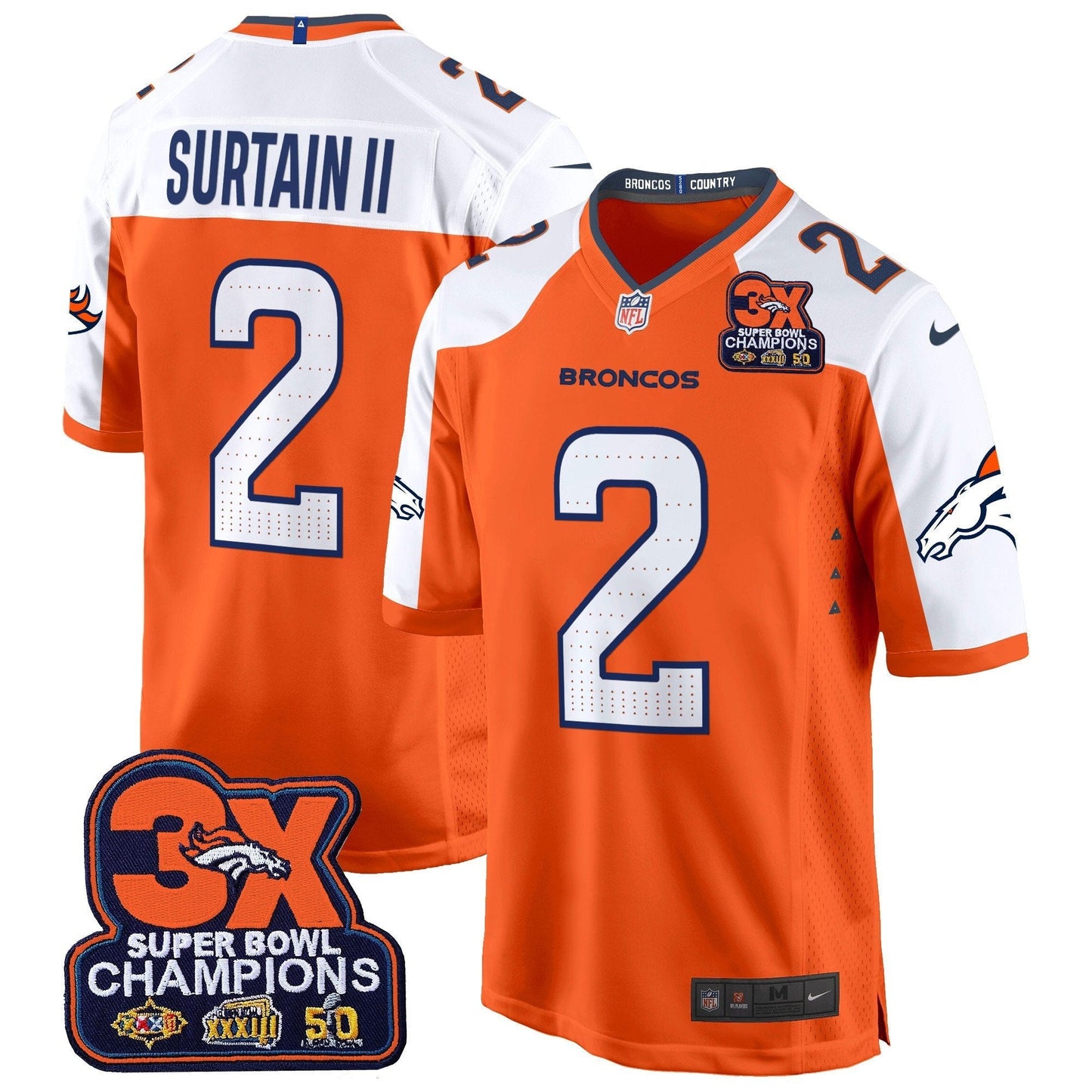 DEN 3-Time Champions Patch Game Jersey - Al Stitched