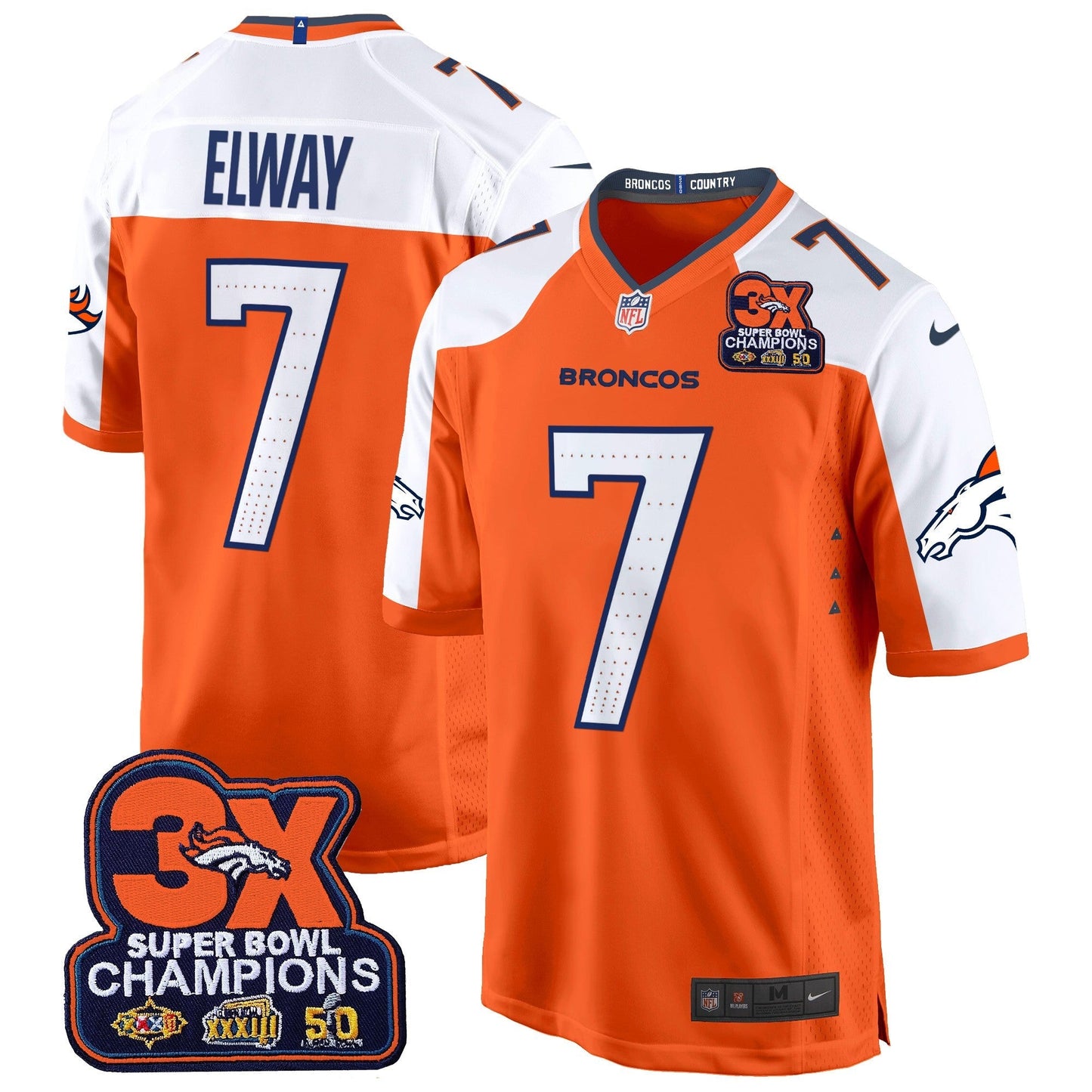 DEN 3-Time Champions Patch Game Jersey - Al Stitched