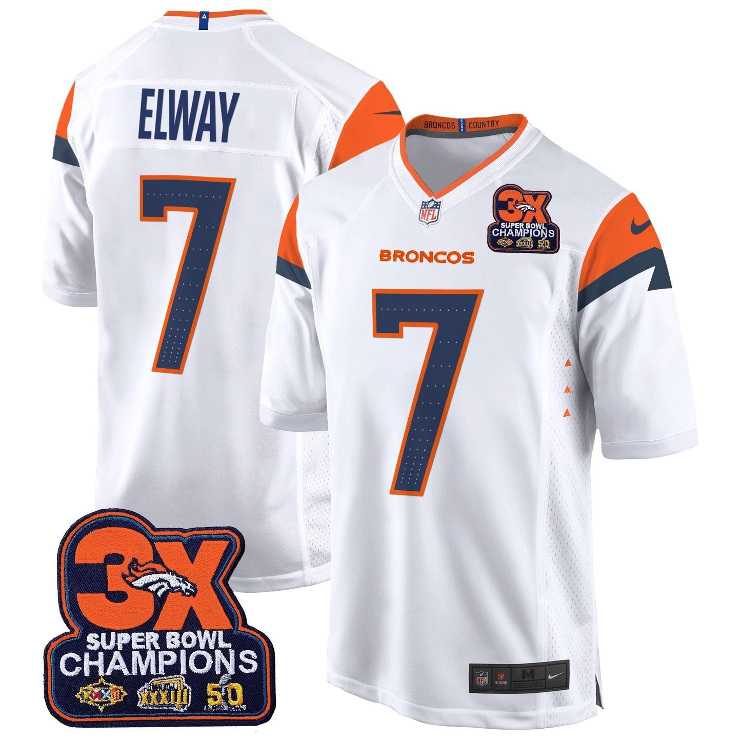 DEN 3-Time Champions Patch Game Jersey - Al Stitched