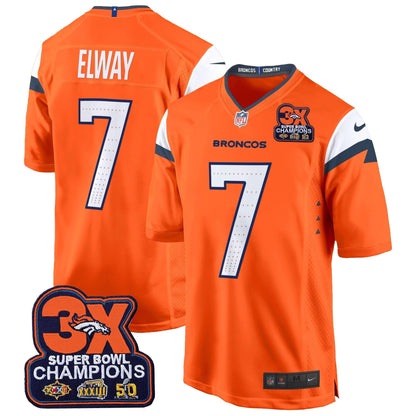 DEN 3-Time Champions Patch Game Jersey - Al Stitched