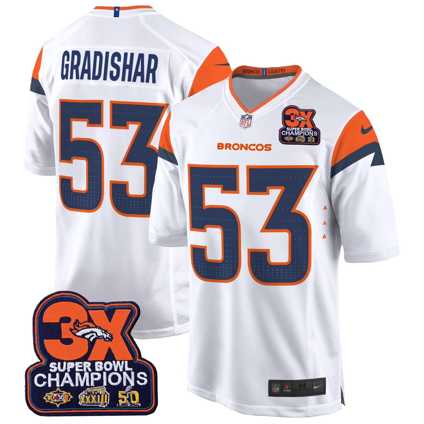 DEN 3-Time Champions Patch Game Jersey - Al Stitched