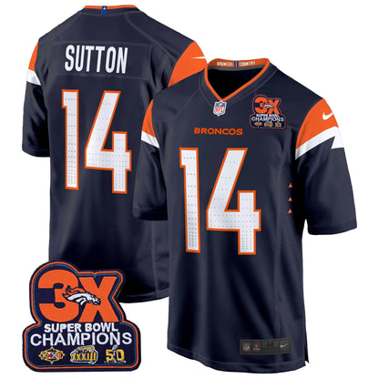 DEN 3-Time Champions Patch Game Jersey - Al Stitched