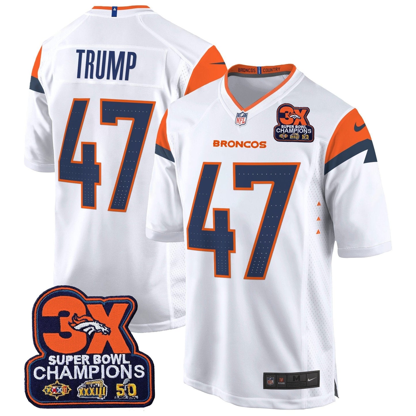 DEN 3-Time Champions Patch Game Jersey - Al Stitched