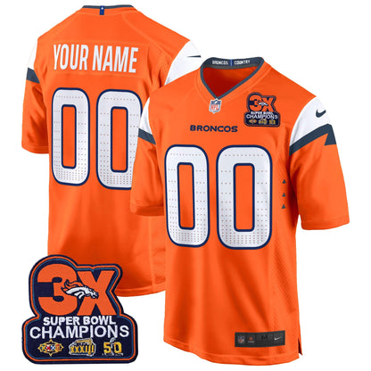 DEN 3-Time Champions Patch Game Custom Jersey - Al Stitched