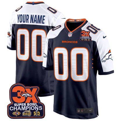 DEN 3-Time Champions Patch Game Custom Jersey - Al Stitched