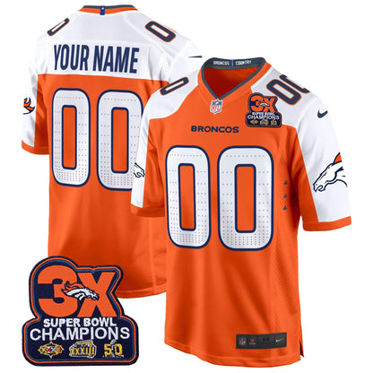 DEN 3-Time Champions Patch Game Custom Jersey - Al Stitched