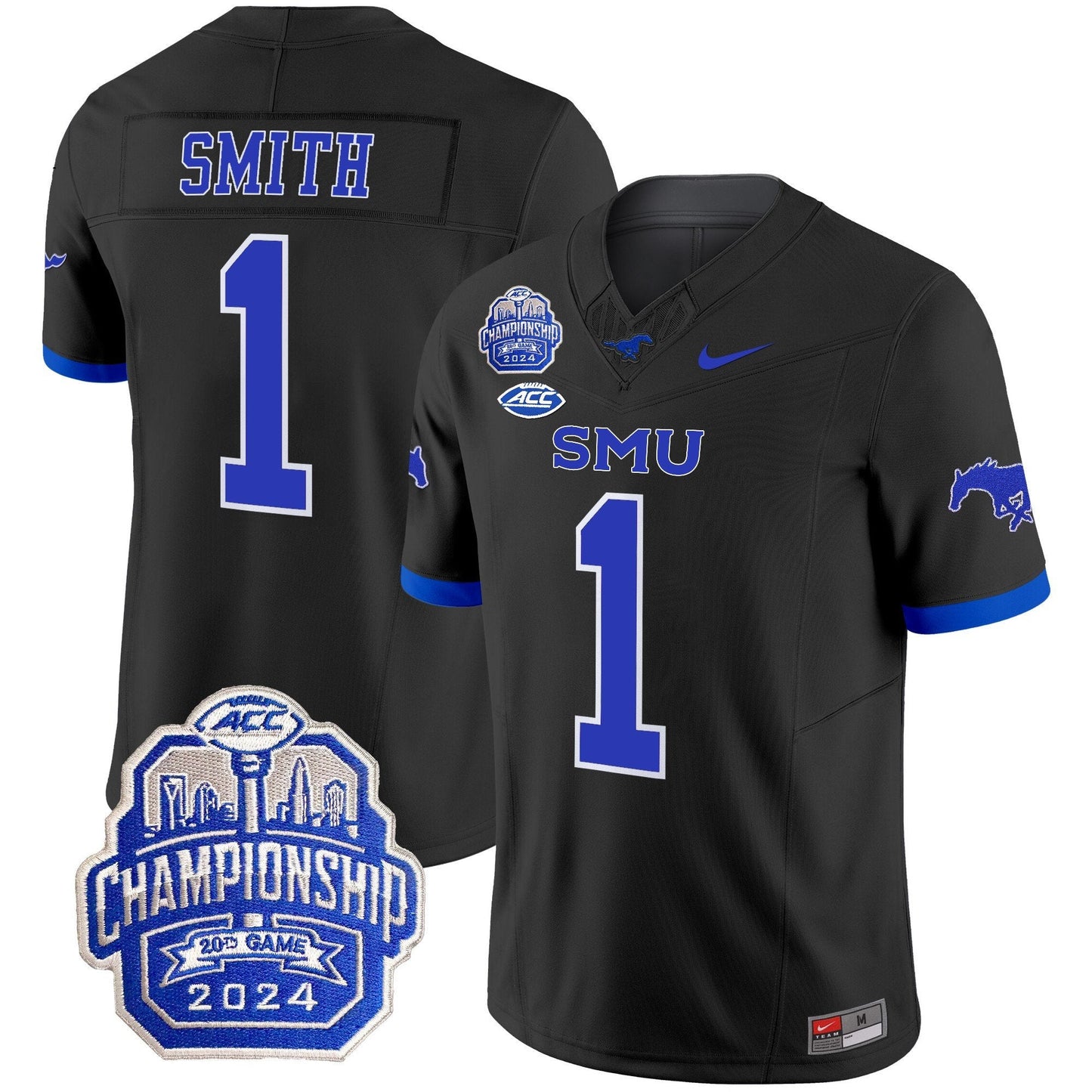 SMU Mustangs 2024 ACC Championship Patch Vapor Limited Jersey - All Stitched