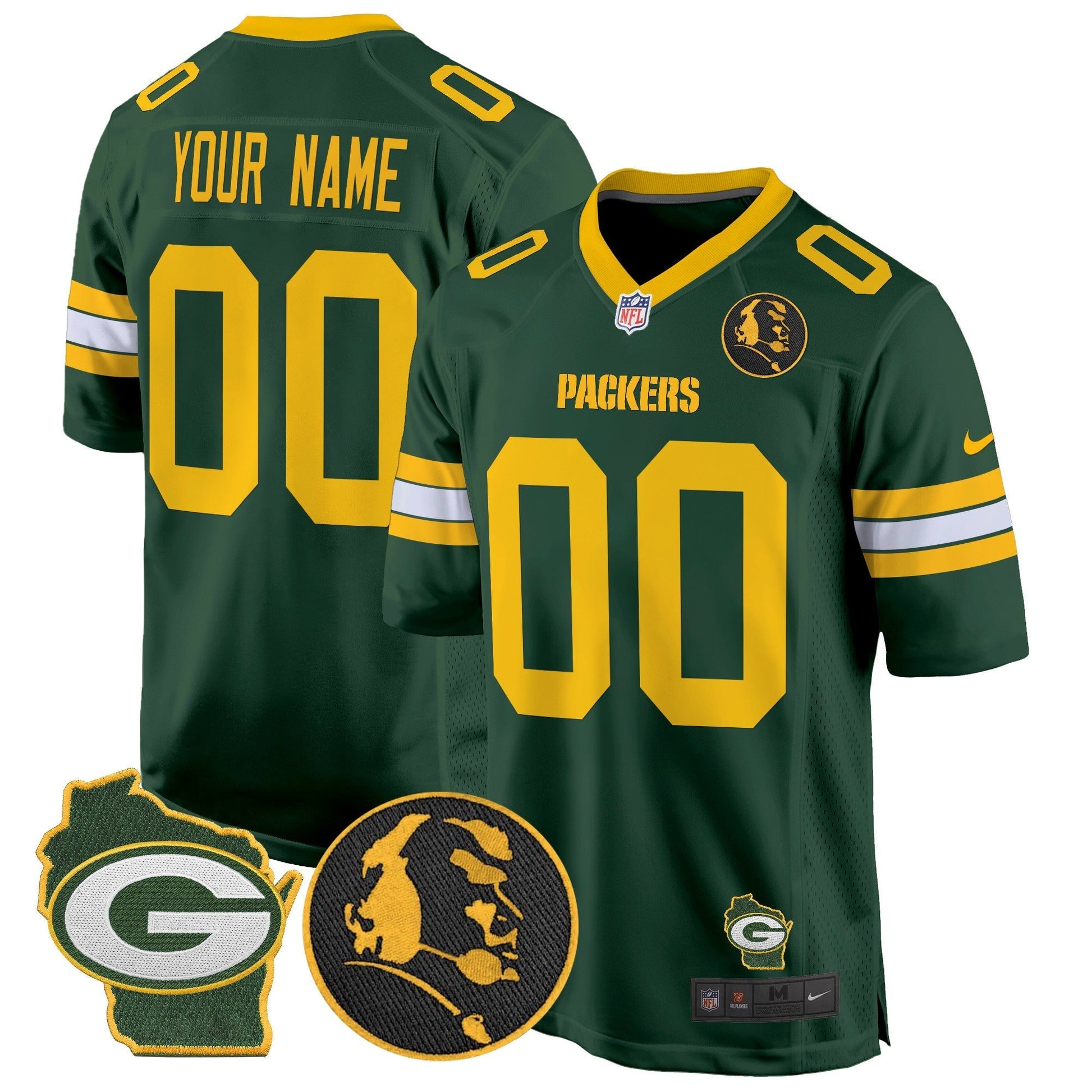 Packers John Madden & Home Patch Game Custom Jersey - All Stitched