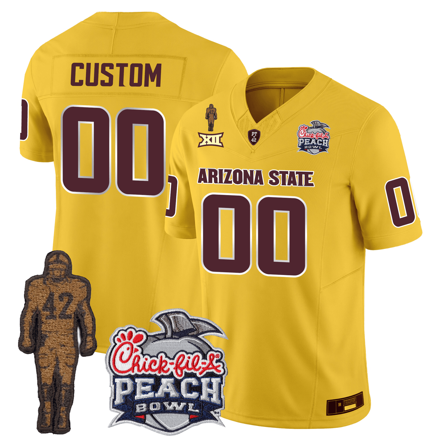 Custom Arizona Sun Devils Football 24/25 Jersey - Peach Bowl Patch