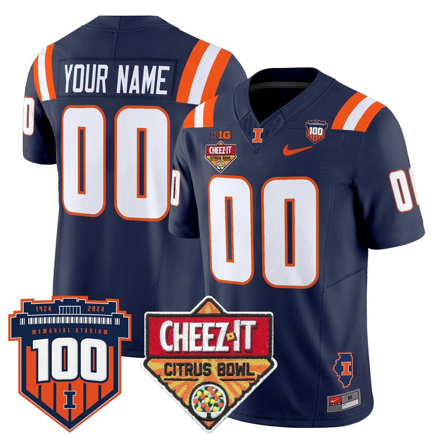 Illinois Fighting Illini 2025 Cheez-It Citrus Bowl Patch Vapor Limited Custom Jersey - All Stitched