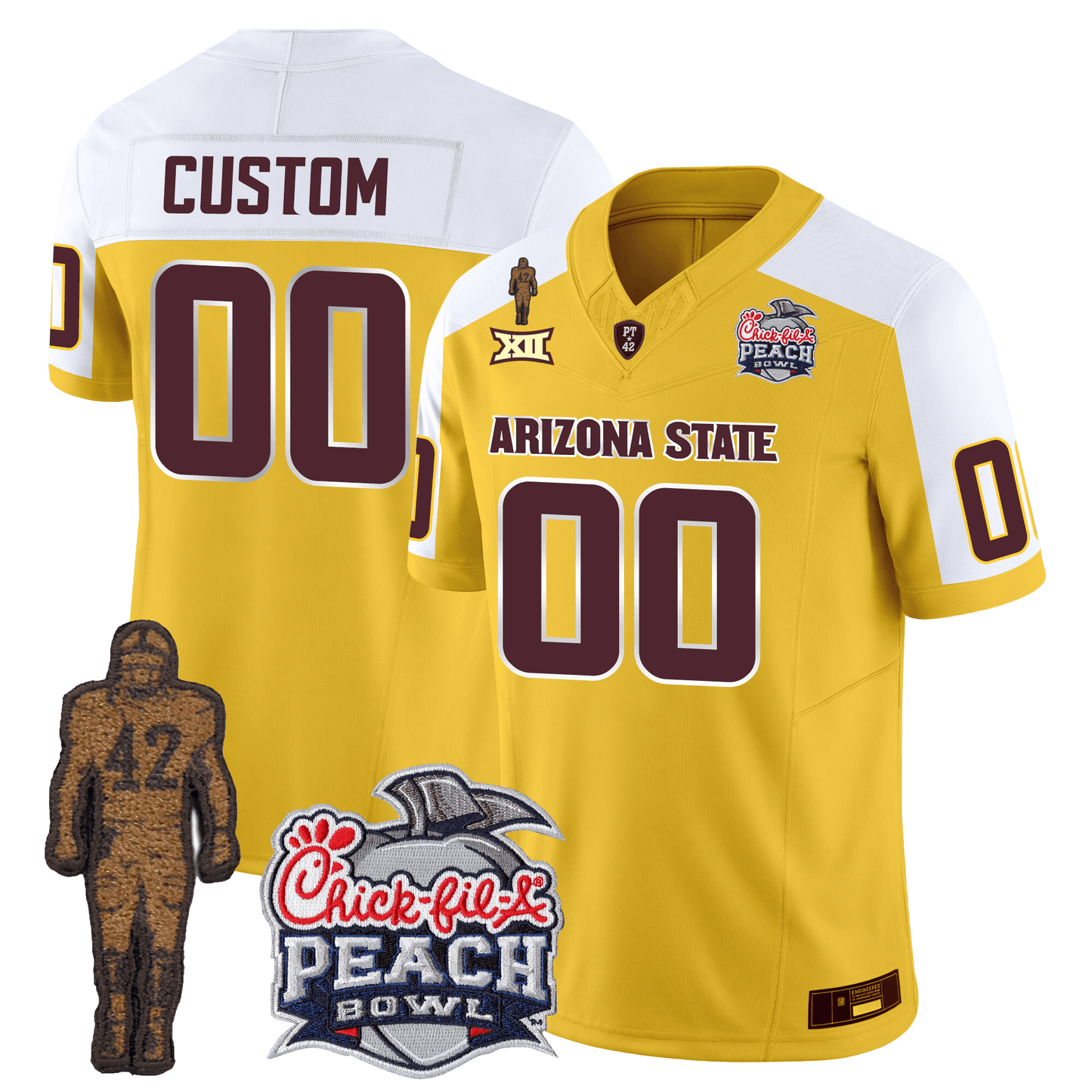 Custom Arizona Sun Devils Football 24/25 Jersey - Peach Bowl Patch