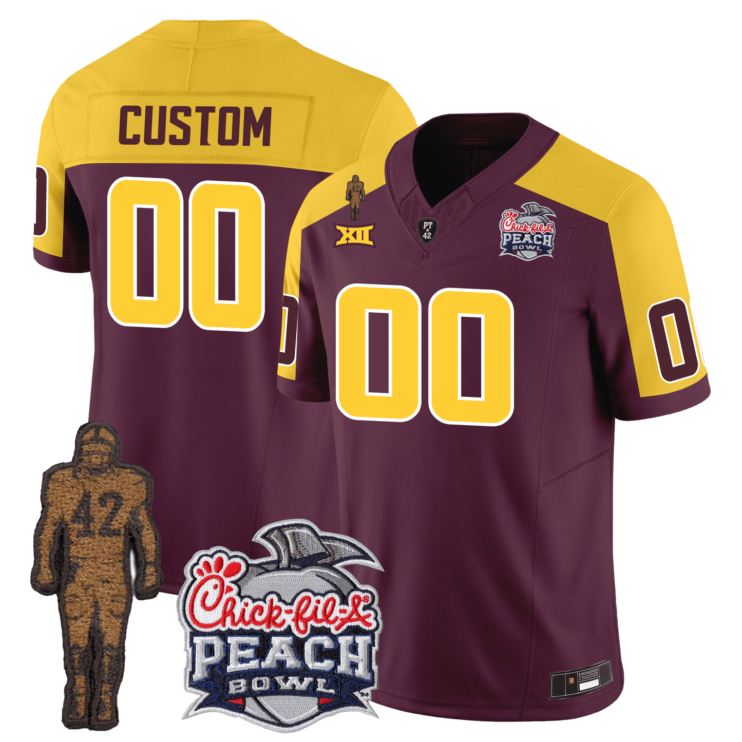 Custom Arizona Sun Devils Football 24/25 Jersey - Peach Bowl Patch
