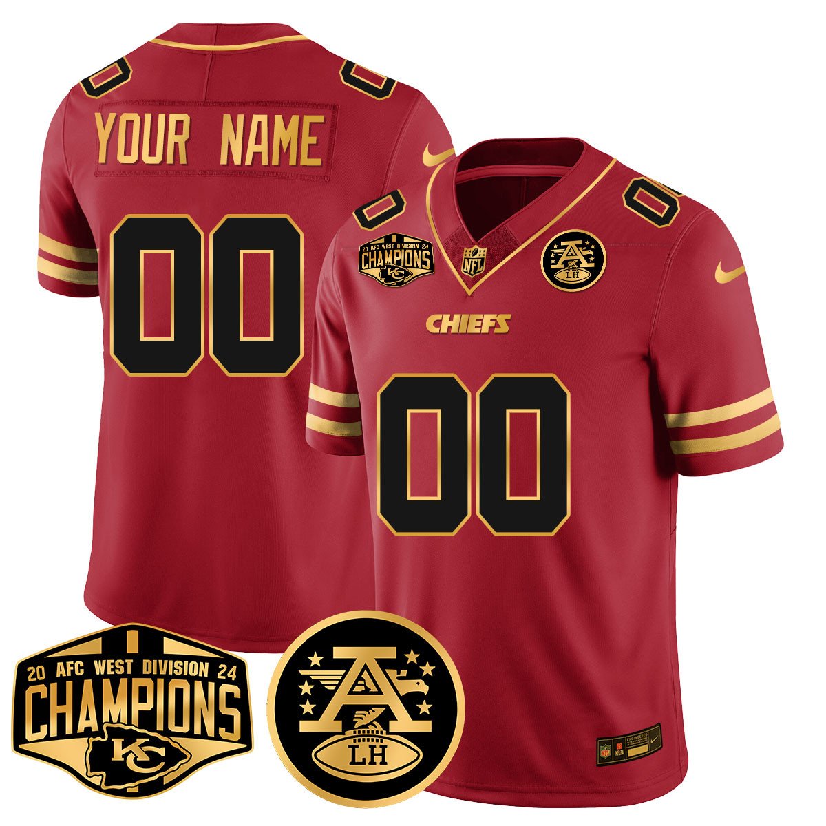 Custom Gender/Name Chiefs 2024 AFC West Champs Jersey - All Stitched
