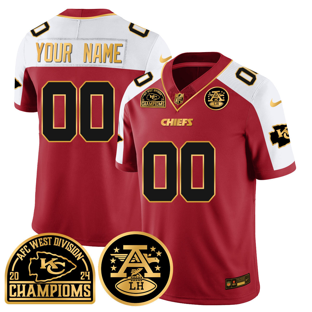 Custom Gender/Name Chiefs 2024 AFC West Champs Jersey - All Stitched