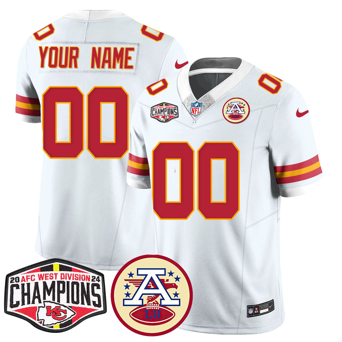Custom Gender/Name Chiefs 2024 AFC West Champs Jersey - All Stitched