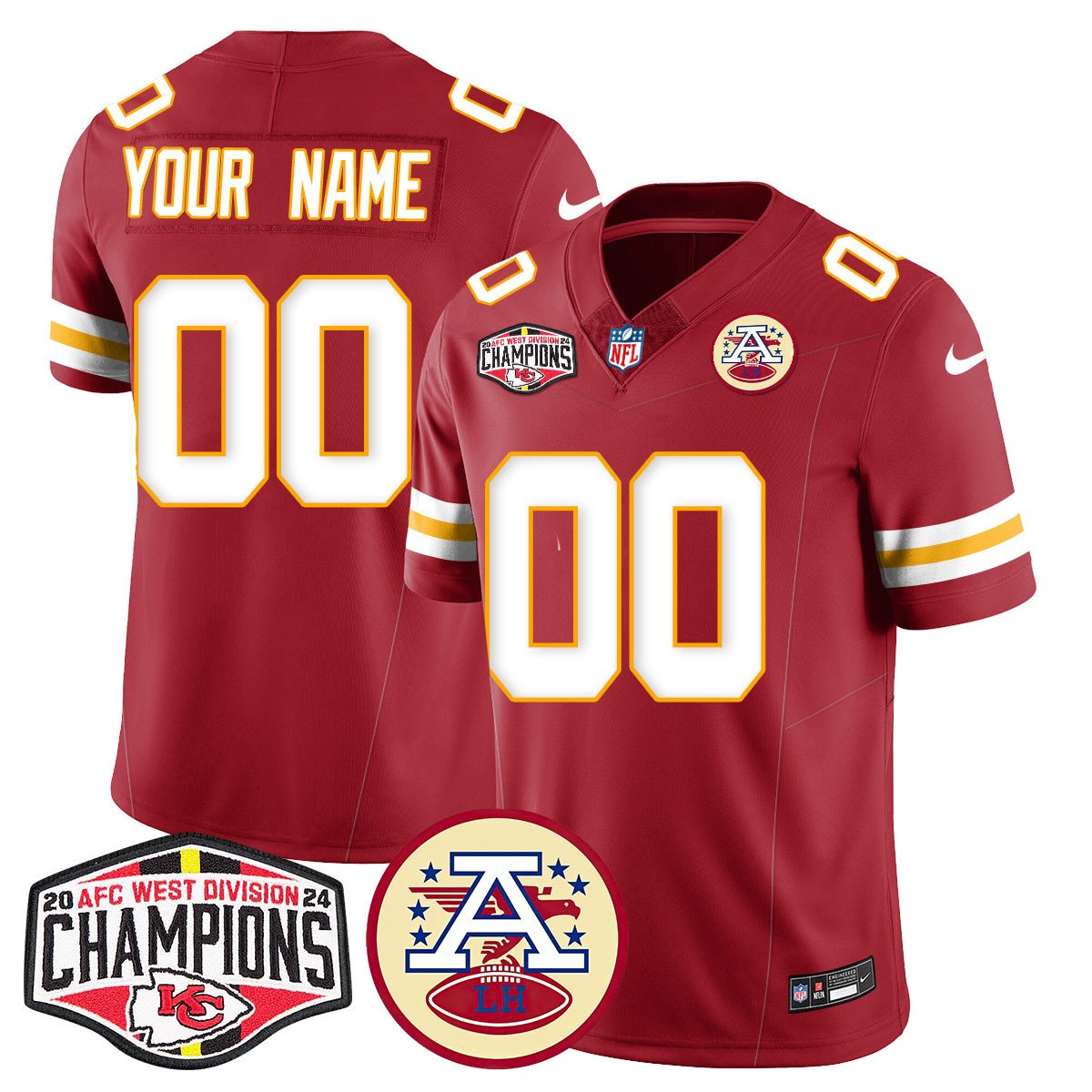Custom Gender/Name Chiefs 2024 AFC West Champs Jersey - All Stitched