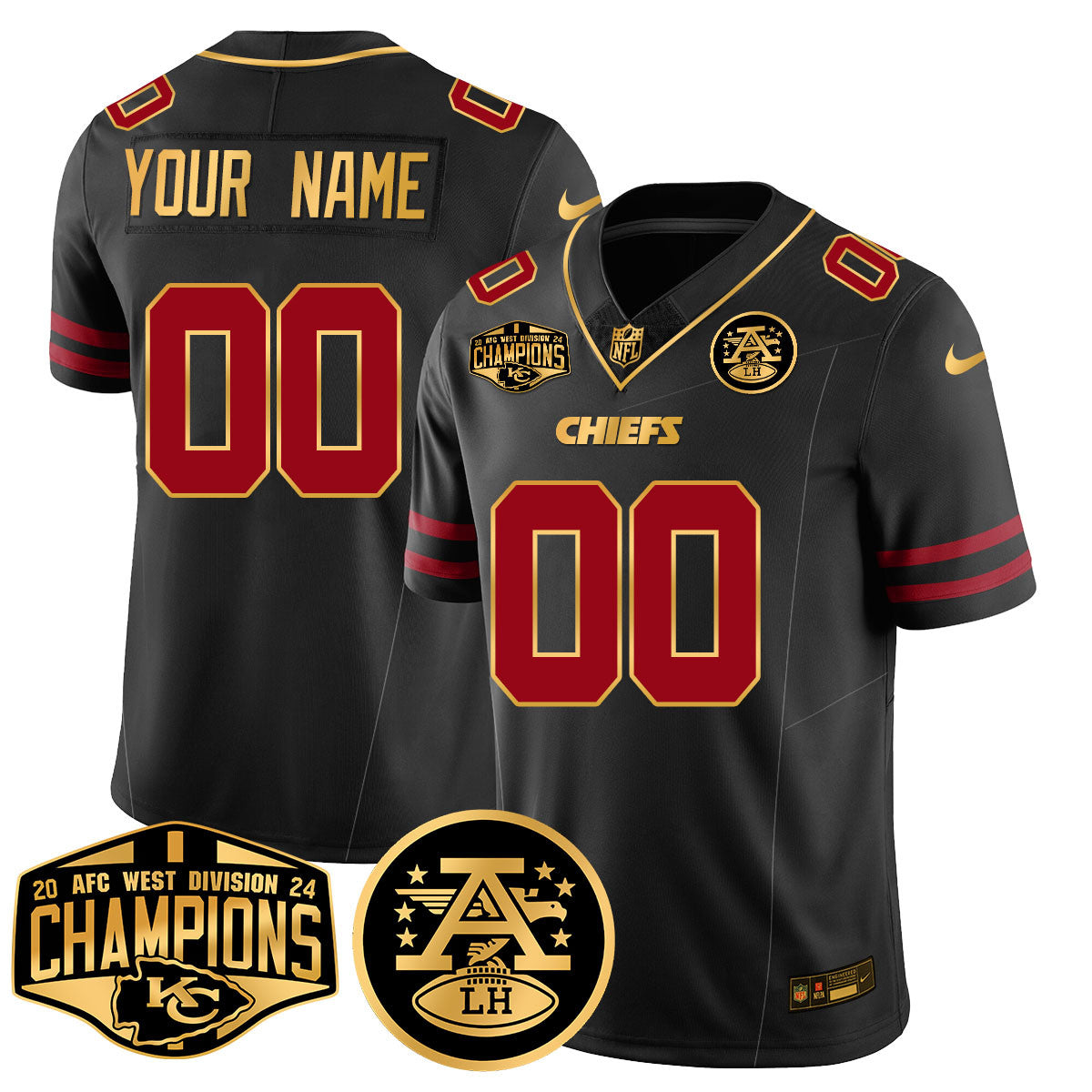 Custom Gender/Name Chiefs 2024 AFC West Champs Jersey - All Stitched