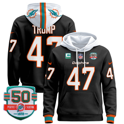 Men's Dolphins 50th 1972 Perfect Season Patch Pullover Hoodie - All Stitched