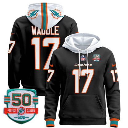 Men's Dolphins 50th 1972 Perfect Season Patch Pullover Hoodie - All Stitched
