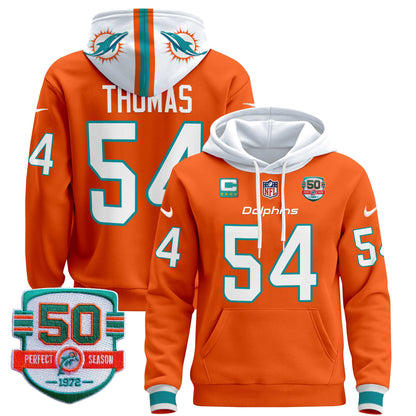 Men's Dolphins 50th 1972 Perfect Season Patch Pullover Hoodie - All Stitched