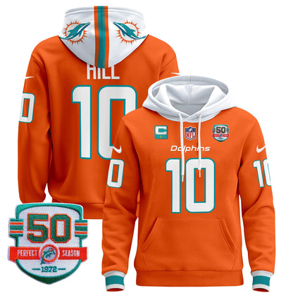 Men's Dolphins 50th 1972 Perfect Season Patch Pullover Hoodie - All Stitched