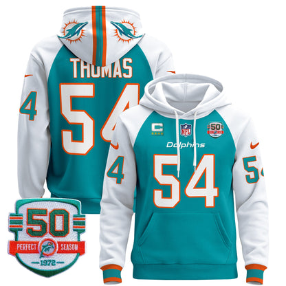 Men's Dolphins 50th 1972 Perfect Season Patch Pullover Hoodie - All Stitched
