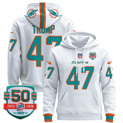Men's Dolphins 50th 1972 Perfect Season Patch Pullover Hoodie - All Stitched
