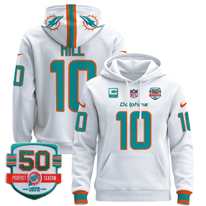 Men's Dolphins 50th 1972 Perfect Season Patch Pullover Hoodie - All Stitched