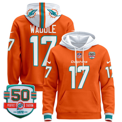 Men's Dolphins 50th 1972 Perfect Season Patch Pullover Hoodie - All Stitched