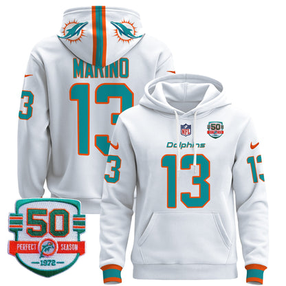 Men's Dolphins 50th 1972 Perfect Season Patch Pullover Hoodie - All Stitched