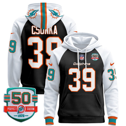 Men's Dolphins 50th 1972 Perfect Season Patch Pullover Hoodie - All Stitched