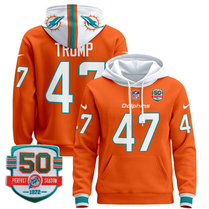 Men's Dolphins 50th 1972 Perfect Season Patch Pullover Hoodie - All Stitched