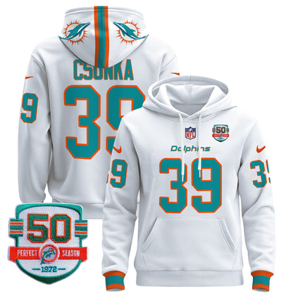 Men's Dolphins 50th 1972 Perfect Season Patch Pullover Hoodie - All Stitched