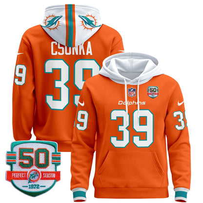 Men's Dolphins 50th 1972 Perfect Season Patch Pullover Hoodie - All Stitched