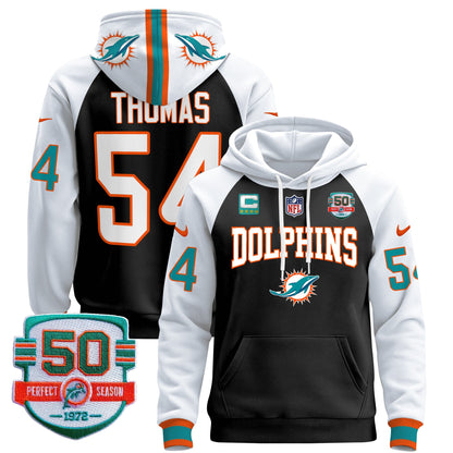 Men's Dolphins 50th 1972 Perfect Season Patch Pullover Hoodie V2 - All Stitched