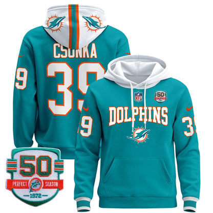 Men's Dolphins 50th 1972 Perfect Season Patch Pullover Hoodie V2 - All Stitched