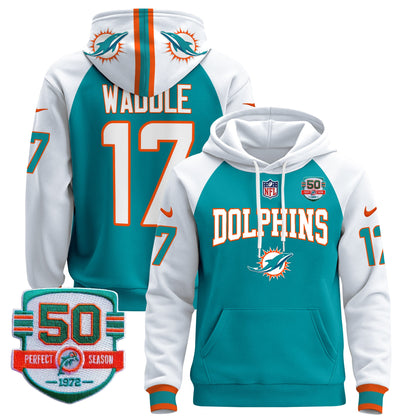 Men's Dolphins 50th 1972 Perfect Season Patch Pullover Hoodie V2 - All Stitched