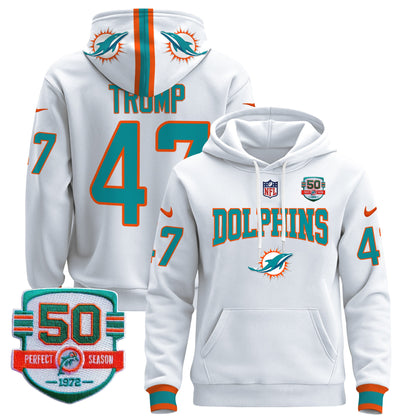 Men's Dolphins 50th 1972 Perfect Season Patch Pullover Hoodie V2 - All Stitched