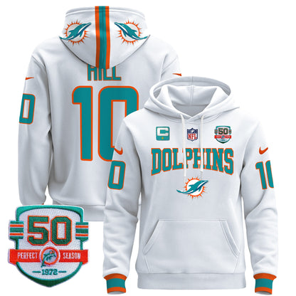 Men's Dolphins 50th 1972 Perfect Season Patch Pullover Hoodie V2 - All Stitched